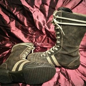 Fosco Italy Leather flat boots Brn/tan sz 38 EUC